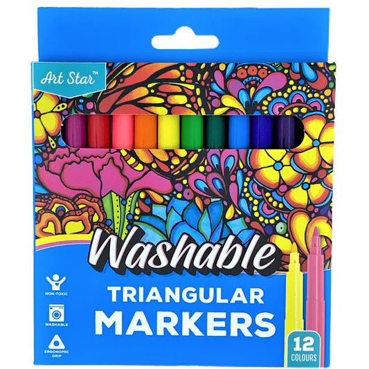 Triangular Washable Markers - 12 Pack