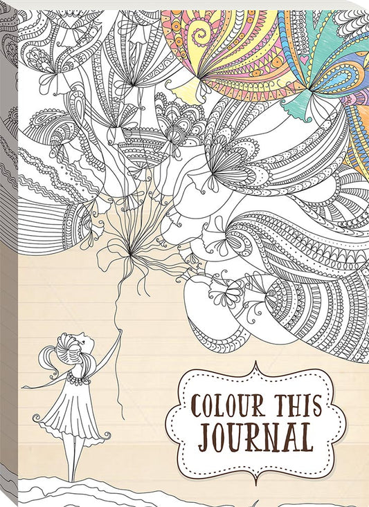 Colour This Journal Girl With Balloons